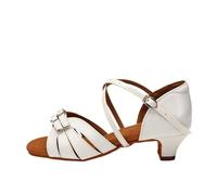 Scarpe da Ballo for Bambini, for Ragazze, Bambine, Donne, Sandali Latino-Americani, Sala, Moderne, Tango, for esercitarsi nella Salsa, con Tacco Basso(4.5cm White,35 (22.5cm))