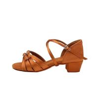 Scarpe da Ballo for Bambini, for Ragazze, Bambine, Donne, Sandali Latino-Americani, Scarpe Moderne Tango, Allenamento for la Salsa(3.5cm Brown,26 (18cm))