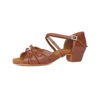 Scarpe da Ballo for Bambini, for Ragazze e Donne, Scarpe Latino-Americane, Sala Moderne, Tango con Fibbia in Strass(Dark Brown A,34 (22cm))