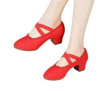 Scarpe da Ballo for Donne for Salsa Jazz for Balletto con Suola Morbida Tacchi Bassi Pantofole for Bambini Ginnastica Latine for Rosa Nere Rosse per Spettacoli Teatrali(11outdoor Red 3.5cm,38)