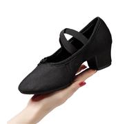 Scarpe da Ballo for Donne for Salsa Jazz for Balletto con Suola Morbida Tacchi Bassi Pantofole for Bambini Ginnastica Latine for Rosa Nere Rosse per Spettacoli Teatrali(8Outdoor Black 3.5cm,36)