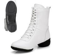 Scarpe da ballo in pelle, da donna, eleganti, con tacco quadrato e lacci, scarpe corte con lacci, per danza, fitness, jazz, ginnastica, valzer, foxtrott, swing, discoteca, O Vino 1, 41 EU