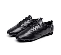 Scarpe da Ballo Jazz in Pelle per Donna Suola Split Scarpe Danza Moderna Nero Marrone Swing Ballet Ginnastica Sport Fitness Allenamento Yoga per Donna Nero 38