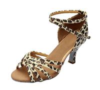 Scarpe da ballo latine da donna con tacchi alti, 7 cm, latina, scarpe da ballo da donna, con tacco, con cinghia, salsa, eleganti sandali per cha-cha ballroom, cocktail party, beige., 37 EU