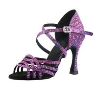 Scarpe da Ballo Latino 9 cm Donna Salsa dal Design Unico Sandali con Diamanti per Donna(4.5)