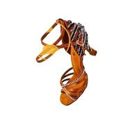 Scarpe da Ballo Latino-Americane, Scarpe con Diamanti Lucidi Donna, Rumba ChaCha, Sala Moderne for Adulti, esibizione sul palco(Black Height 7.5cm,34)