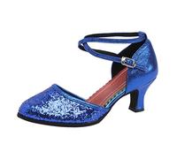 Scarpe da Ballo Latino Americano Comodi Punta Chiusa Scarpe da Ballo ChaCha Valzer per Cerimonia Sandali con Cinturino alla Caviglia Professionale per Il Tango Kizomba Bachata Estivi