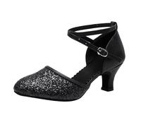 Scarpe da Ballo Latino Americano Comodi Punta Chiusa Scarpe da Ballo ChaCha Valzer per Cerimonia Sandali con Cinturino alla Caviglia Professionale per Il Tango Kizomba Bachata Estivi