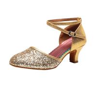 Scarpe da Ballo Latino Americano Comodi Punta Chiusa Scarpe da Ballo ChaCha Valzer per Cerimonia Sandali con Cinturino alla Caviglia Professionale per Il Tango Kizomba Bachata Estivi