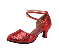 Scarpe da Ballo Latino Americano Comodi Punta Chiusa Scarpe da Ballo ChaCha Valzer per Cerimonia Sandali con Cinturino alla Caviglia Professionale per Il Tango Kizomba Bachata Estivi