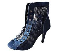 Scarpe Da Ballo Latino Americano Heeled-Sandals Scarpe Sandali Stivali Tacchi a Spillo Donna Nero Sandali Alla Moda In Rete Con Tacco Alto Da Donna Heels Dance Heels Dance Shoes Ballo Scarpette