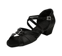 Scarpe Da Ballo Latino Bambina Donna Professionali In Raso Sala Da Practice Professionali Con Tacco Cristalli T-Strap In Punta Chiusa/aperte Sociale Per Feste, Matrimoni, Balli Latini, Moderni E Tango