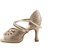 Scarpe da Ballo Latino Brillanti Donna Sala con Perle Tacco Alto 9 cm morbide Valzer per Donna(Gold,8.5)
