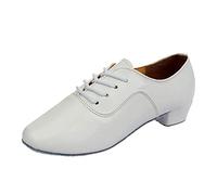 Scarpe da ballo latino, da uomo, eleganti, comode, da ballerina, con tacco basso, per feste, traspiranti, da sera, casual, casual, per il tempo libero, leggere, bianco, 45 EU