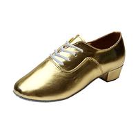 Scarpe da ballo latino, da uomo, eleganti, comode, da ballerina, con tacco basso, per feste, traspiranti, da sera, casual, casual, per il tempo libero, leggere, gold, 45 EU