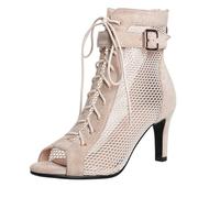 Scarpe da Ballo Latino Donna Aperte in Punta Professionali Pratica Tango Stivaletto Ballo Heels Dance Class Bootie Scarpe da Ballo Donna con Tacco Alto Sexy in Rete Eleganti Decollete Comfort