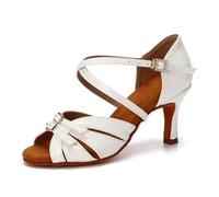 Scarpe da Ballo Latino for Donne, Scarpe Pole Dance, Salsa Moderne, Tango Latine con Tacco Alto Regolabili for Ragazze(White-7.5CM,39)