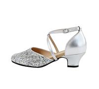Scarpe da Ballo Latino per Tacchi Alti con Suola Morbida, Flessibili, per la Pratica del Tango da Sala da Ballo (Silver, 42)