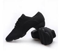 Scarpe da ballo latino, unisex, con tacco basso, per insegnanti, per danza latina, allenamento a forma di corpo, Cha-Cha, scarpe da ballo (suola divisa nera, 33)