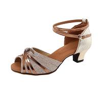 Scarpe da Ballo Liscio Donna Allenamento Comodi Punta Aperta Scarpe per Il Tango Kizomba Bachata Estivi Sandali con Tacco Professionale Scarpe da Ballo ChaCha Valzer per Cerimonia