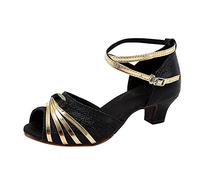 Scarpe da Ballo Liscio Donna Allenamento Comodi Punta Aperta Scarpe per Il Tango Kizomba Bachata Estivi Sandali con Tacco Professionale Scarpe da Ballo ChaCha Valzer per Cerimonia