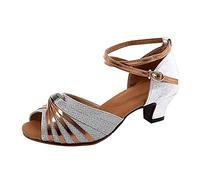 Scarpe da Ballo Liscio Donna Allenamento Comodi Punta Aperta Scarpe per Il Tango Kizomba Bachata Estivi Sandali con Tacco Professionale Scarpe da Ballo ChaCha Valzer per Cerimonia