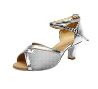 Scarpe da Ballo Liscio Donna Tacco Latino Moda Punta Aperta Scarpe per Il Tango Valzer Samba Sandali con Cinturino alla Caviglia Professionale Scarpe da Ballo ChaCha Modern Jazz per Feste