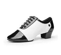 Scarpe da Ballo Moderne Uomo, Sala, Tango, Latino, con Suola Morbida, Nere e Bianche, for Bambini Ragazzi