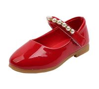 Scarpe da Ballo morbide per Neonati e Bimbe Modello Singolo Solido con Suola Flessibile Calzature Eleganti per Principesse Studentesse (Red, 23.5 Toddler)
