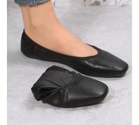 Scarpe da ballo piatte, pieghevoli, versatili e confortevoli da donna, nere, per l'autunno/inverno, con punta quadrata, slip-on, adatte anche per le mamme EUR36,EUR37,EUR38,EUR39,EUR40,EUR41,EUR42,EUR