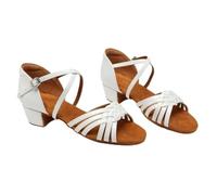 Scarpe da Ballo Sala for Bambine in Pelle Bianca con Tacco Basso, Donna e Uomo, Scarpe Latino-Americane, Professionali for Bambini(White,39)