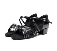 Scarpe da Ballo Sala for Bambine in Pelle Bianca con Tacco Basso, Donna e Uomo, Scarpe Latino-Americane, Professionali for Bambini(Black,41)