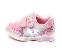 Scarpe da Bambina con Unicorno,Rosa con Glitter,Doppio Strappo,Luci Integrate nell'intersuola e Lato Sneaker (Rosa, Sistema Taglie Calzature EU, Adolescente, Numero, Media, 33)