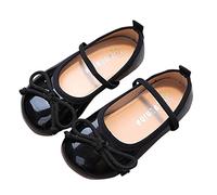 Scarpe da bambina da principessa, suola morbida, antiscivolo, in pelle, con Bowknot singole, per bambini (nero, 31 Little Child)