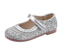 Scarpe da bambino a maglia Shoes Toddler Kids Wedding Low Heel Mary Jane Shoes Glitter Flat Shoes Scarpe per bambini, argento, 25.5 EU