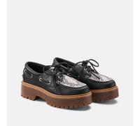 Scarpe da barca con zeppa Stone Street in pelle Nero 39