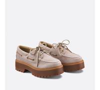 Scarpe da barca con zeppa Stone Street in pelle Viola 38