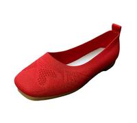 Scarpe da barca da donna in tessuto, ballerine, da donna, antiscivolo, eleganti, a piedi nudi, sportive, scarpe da ginnastica, scarpe da ballo piatte, Colore: rosso, 39 EU