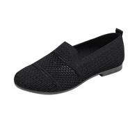 Scarpe da barca da donna per la salute delle donne, eleganti slipon, per il tempo libero, estive, per il diabetico, scarpe ortopediche, traspiranti, comode, leggere, piatte, Nero , 39 EU