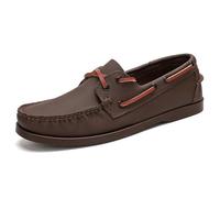 Scarpe da barca piatte da uomo, in pelle, stile retrò, comode, con suola morbida, antiscivolo, con lacci, casual, lavoro, passeggiate, guida, Caff, 40 2/3 EU
