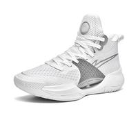 Scarpe da Basket Alte da Uomo con Lacci Sportivi in Rete Leggera, Intersuola Ammortizzata, Supporto Elevato della Caviglia, trazione duratura(White,39 EU)
