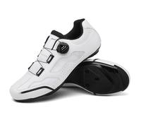 Scarpe da Bici da Corsa per Uomo E Donna, Scarpe da Ciclismo per Adulti con Lacci Rotanti E Tomaia Traspirante, Sneaker da Bici Antiscivolo per Interni Ed Esterni-White||Numeric_37