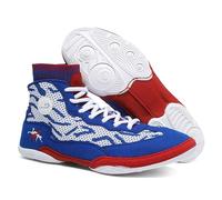 Scarpe da Boxe da Uomo, Traspiranti da Wrestling da Pugile Professionista, Leggere da Sollevamento Pesi, MMA, Suola in Gomma(Blu,40 EU)