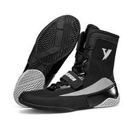 Scarpe da Boxe in Rete Traspirante, Scarpe da Wrestling da Uomo con Supporto Antiscivolo con Supporto alla Caviglia per Allenamento e Competizione MMA(Black,41 EU)