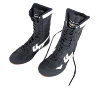 Scarpe da boxe, unisex, per adulti, scarpe da wrestling, stivali lunghi, da combattimento, da competizione, da allenamento, antiscivolo, traspiranti, per allenamenti con sacco da boxe, Nero , 44 EU