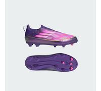 Scarpe da calcio F50 LEAGUE senza lacci per terreni naturali compatti per bambini Purple / Cloud White / Lucid Lemon 34