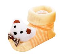 Scarpe da calzino per bambini e bambine, scarpe a piedi nudi, in cotone, per bambini, flessibili, leggeri, calzini da pavimento, peluche, simpatici, per bambini, marrone, Small