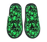 Scarpe Da Camera Cool Alien Cute Green Print Lavabili Ciabatta Con Pelo Eleganti Ciabatte Da Casa Per Coppia Viaggi Interno M