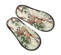 Scarpe Da Camera Rabbit Bunny And Leaves Calde Ciabatte Invernali Piatto Slippers Per Letto Invernali Donna M