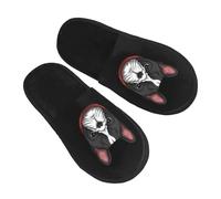 Scarpe Da Casa Cane Francese Con Un Collare Rosso Sulla Testa Morbide Pantofole Eleganti Slippers Per Unisex Invernale Hotel M